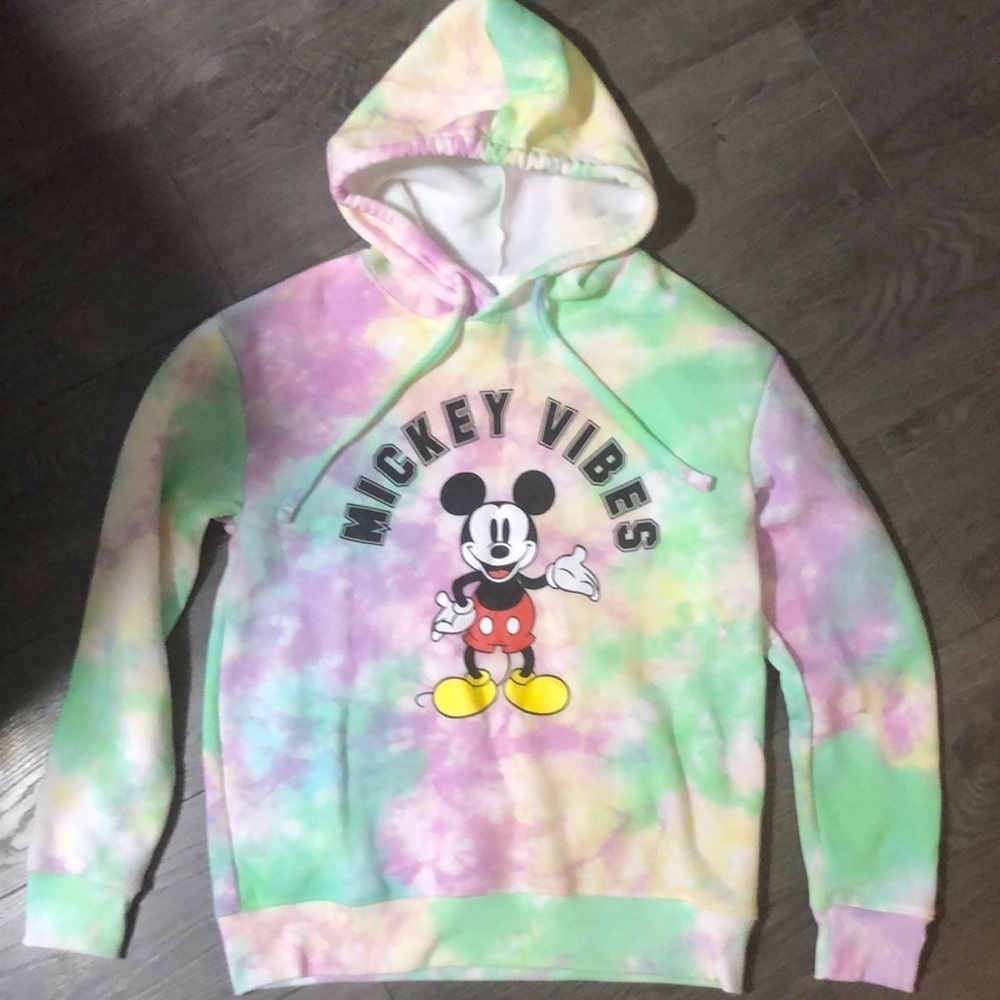 NWOTS Disney Mickey mouse Vibes hoodie sweatshirt size large tie dye size small